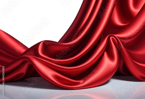 a red curtain with a white background