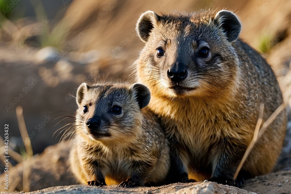 Fototapeta premium Hyrax and baby