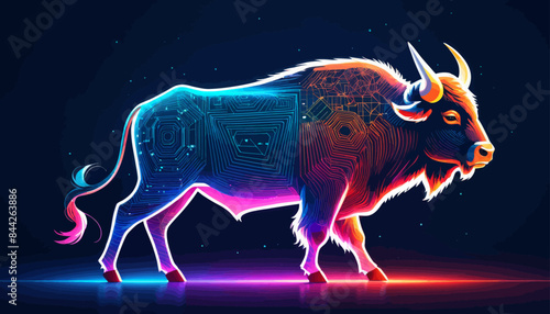 a bull that is standing in the dark