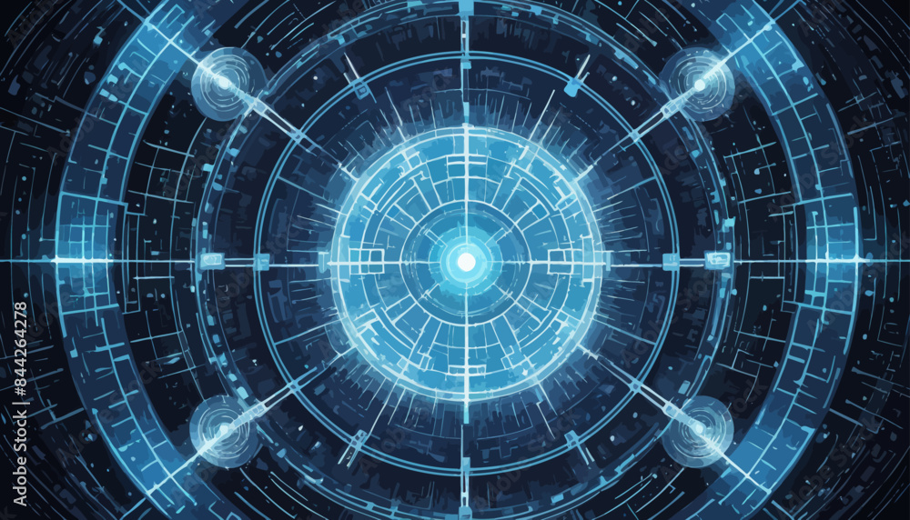 an abstract blue background with circles and dots an abstract blue background with circles and dots