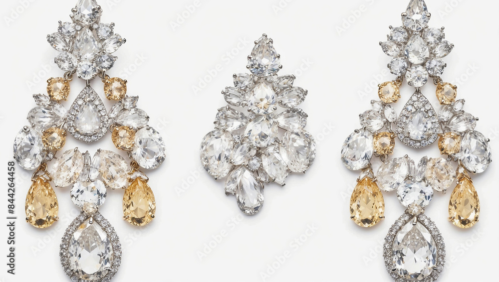 ong, sparkling earrings with a floral design. ong, sparkling earrings with a floral design.