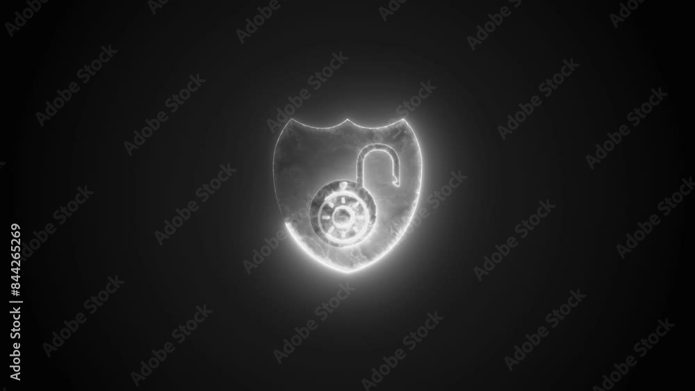White neon security unlock animation black background White neon security unlock animation black background