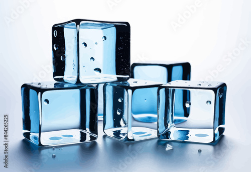 a group of cubes with water droplets on them