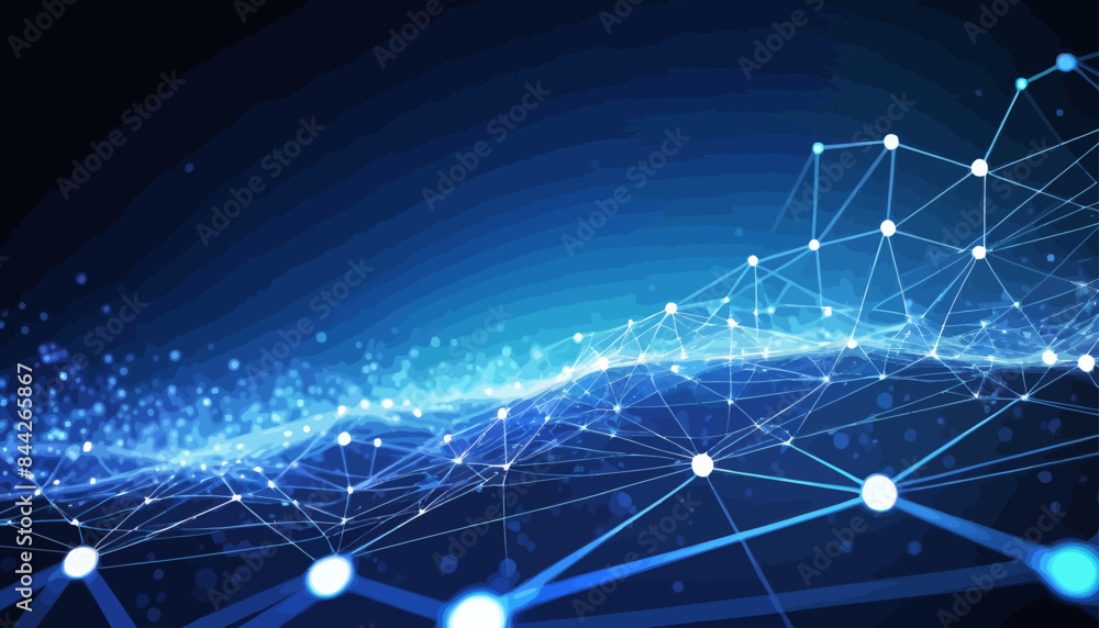 Obraz premium a blue abstract background with lines and dots