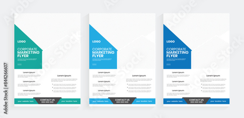 New style a4 flier design with editable EPS-10 source file. Print marketing materials handouts, leaflets, or 
handout design.