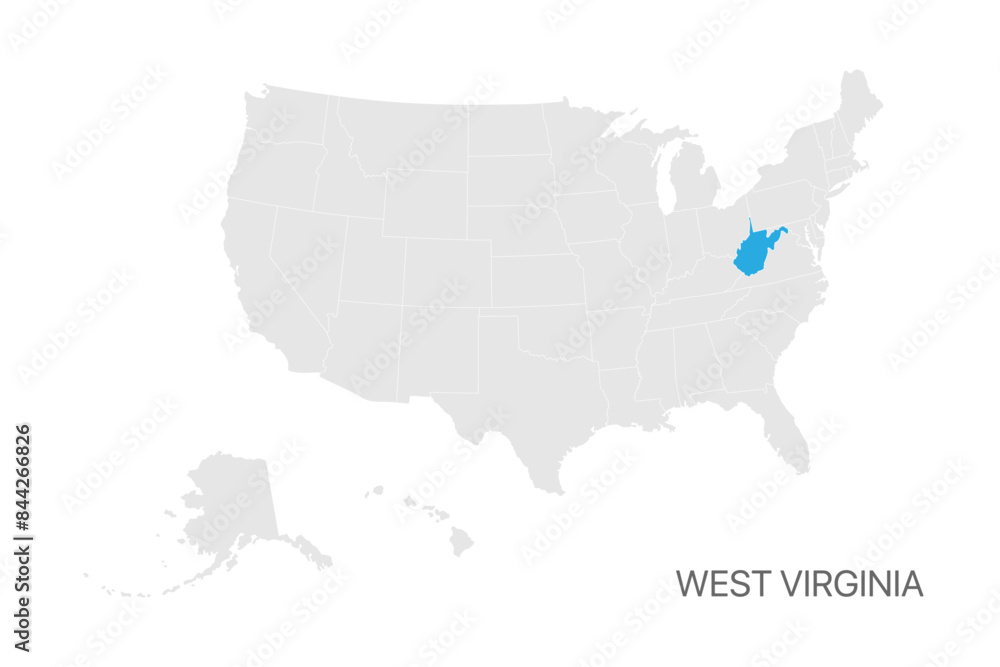USA map with West Virginia state highlighted easy editable for design