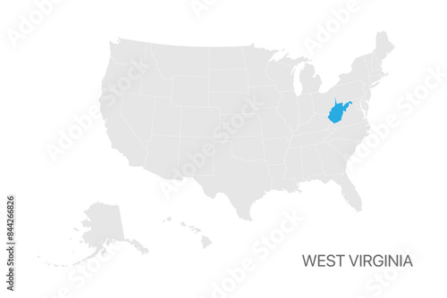 USA map with West Virginia state highlighted easy editable for design