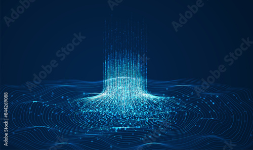 Cyber big data flow. Network line connect stream. Concept of AI technology