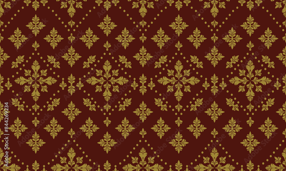 a detailed fabric pattern composed of flowers designs and red background a detailed fabric pattern composed of flowers designs and red background