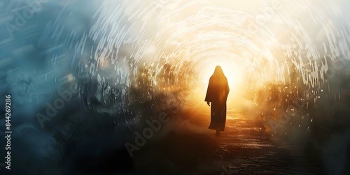 Prophecy from the Bible foretells Jesus' return and the apocalypse. Concept Jesus' return, Apocalypse, End times prophecy, Bible prophecy, Second Coming of Christ photo
