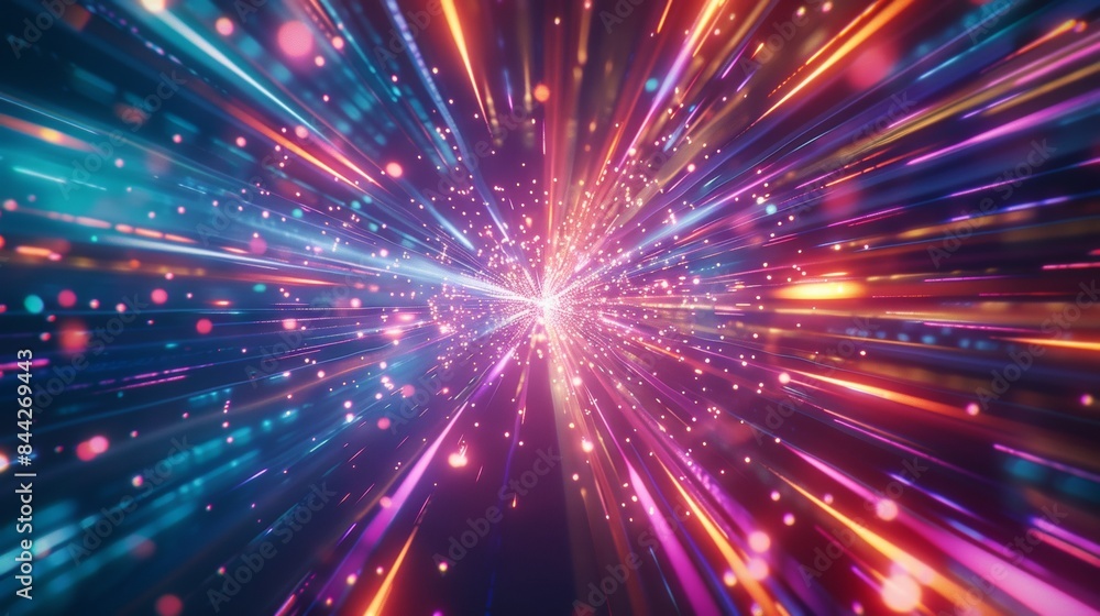 Fototapeta premium abstract neon background with colorful glowing lines