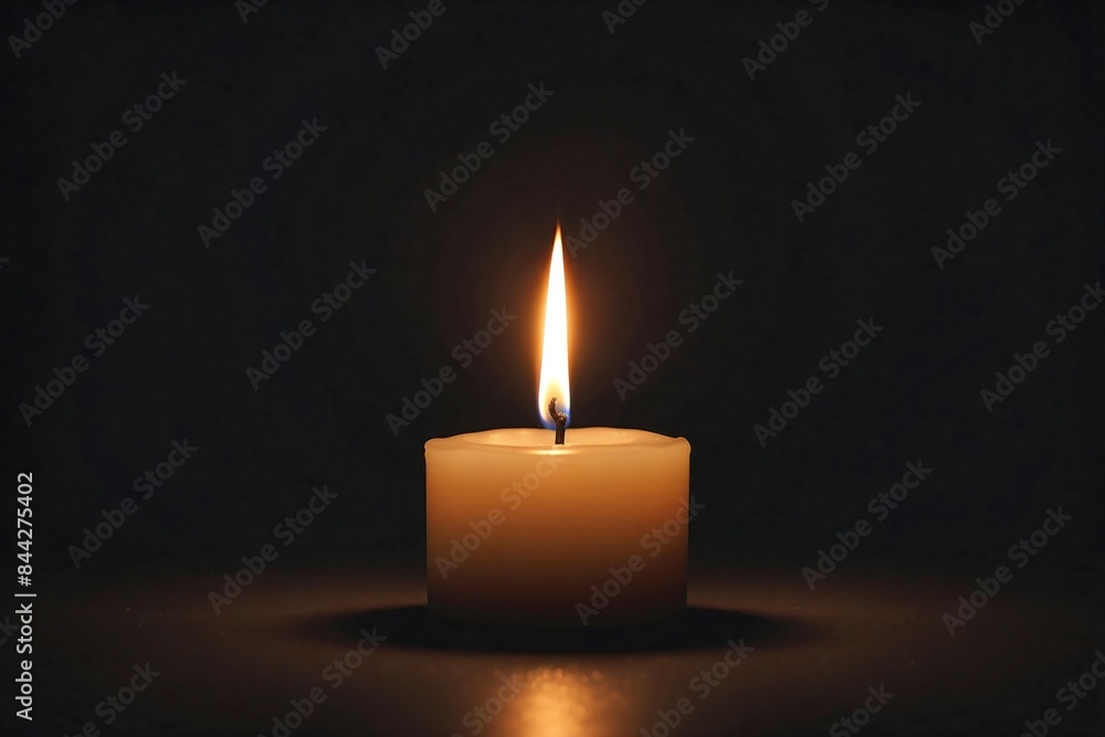 An image of single candle in a dark room An image of single candle in a dark room