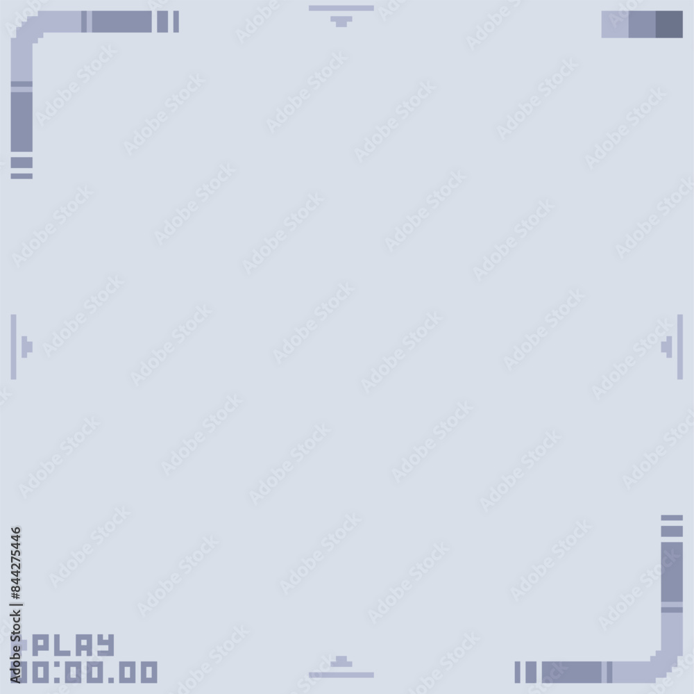 Obraz premium Grey Minimal Interface Frame Template, Pixel Art Illustration