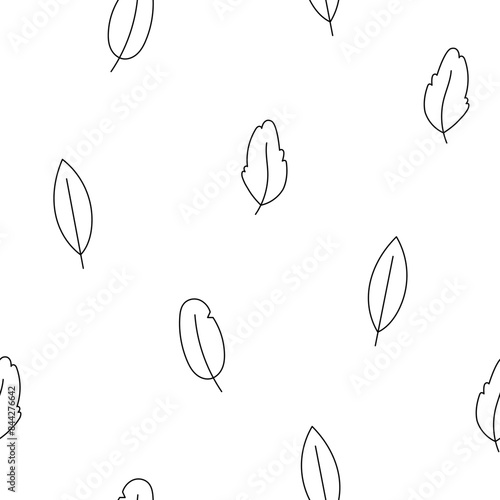 Autumn leaf. Nature. Seamless pattern. Coloring Page. Hand drawn style. Vector drawing. Design ornaments.