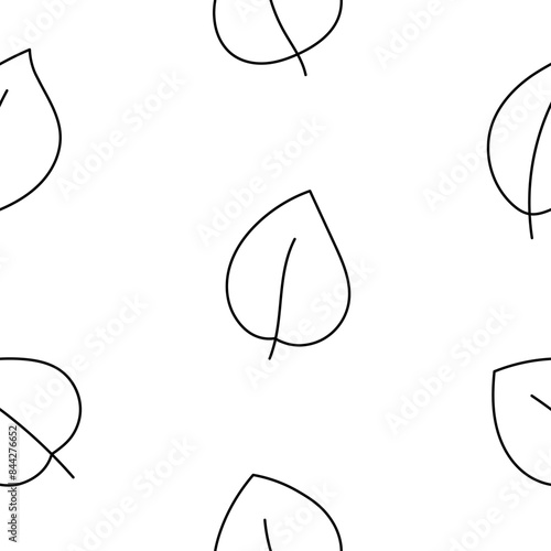 Autumn leaf. Nature. Seamless pattern. Coloring Page. Hand drawn style. Vector drawing. Design ornaments.