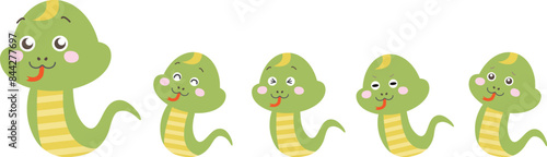 かわいいヘビの親子のキャラクターのイラスト