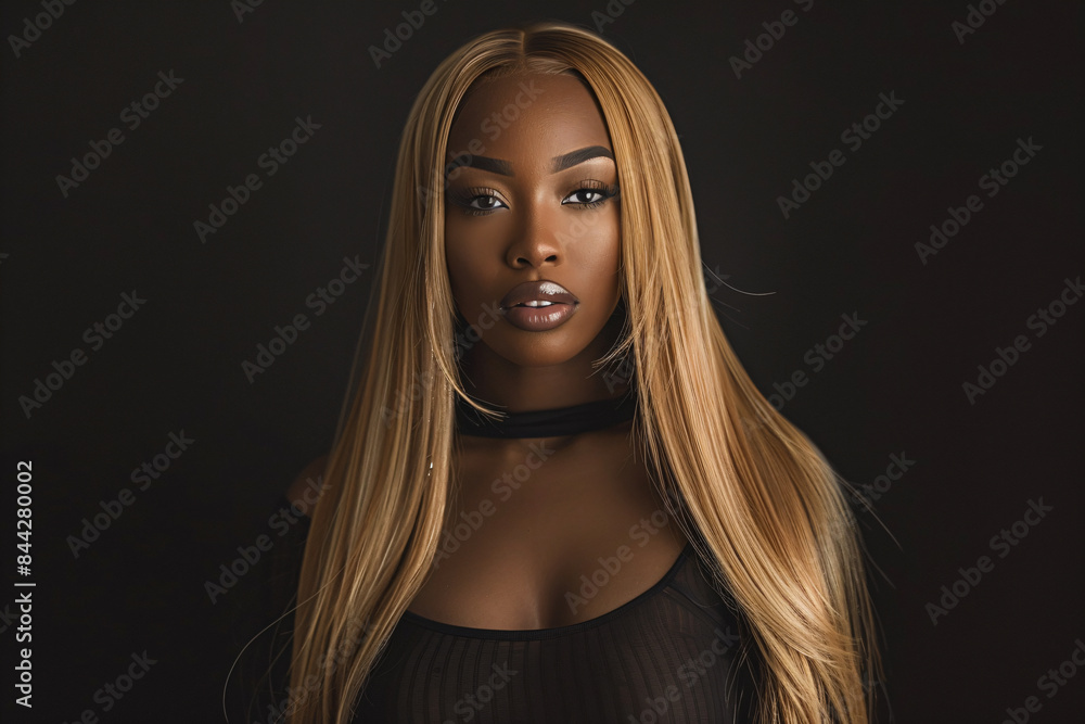 Fototapeta premium a woman with long blonde hair and a choke
