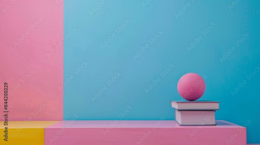 Minimalistic Pink and Blue Scene with a Sphere Background Minimalistic Pink and Blue Scene with a Sphere Background