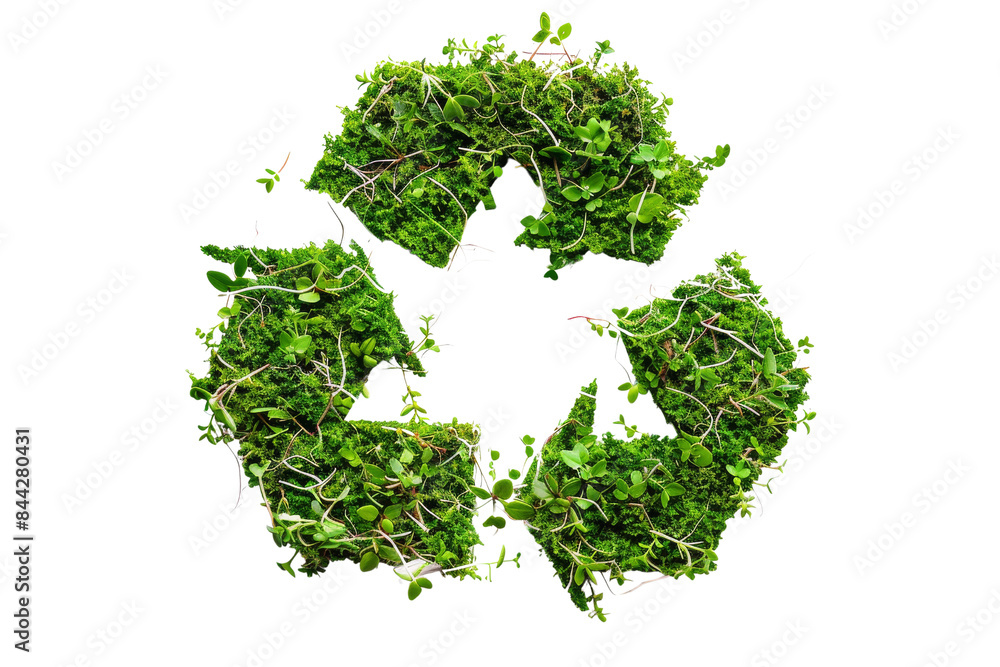 Green Recycle Symbol Made of Moss and Plants Green Recycle Symbol Made of Moss and Plants