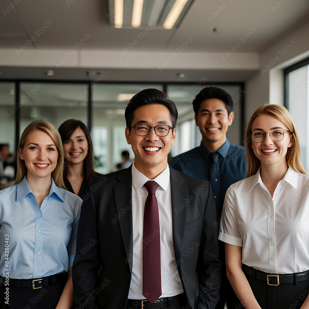 business team in a meeting and smile business team in a meeting and smile