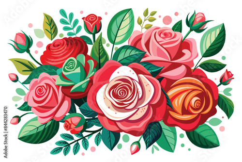 Flat Style Rose Flower Illustration