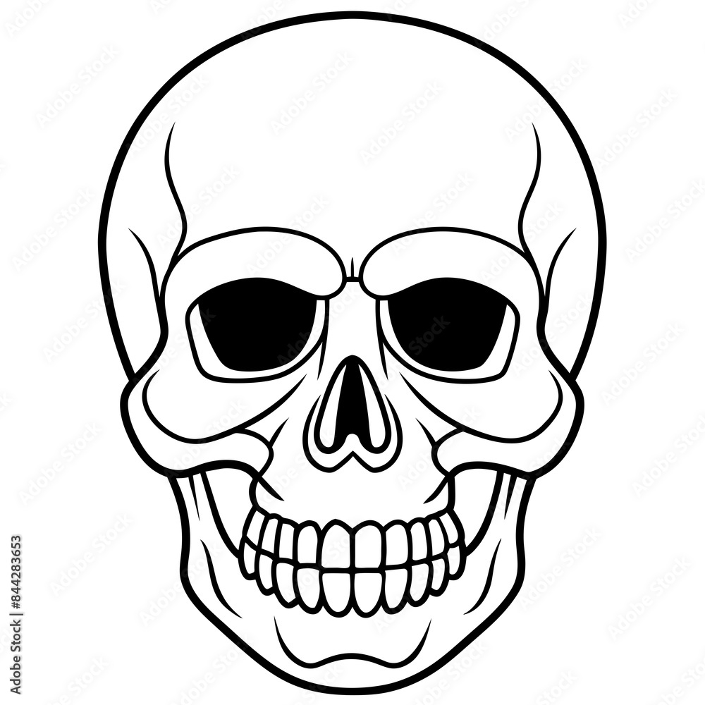 Fototapeta premium Skull black outline vector illustration 
