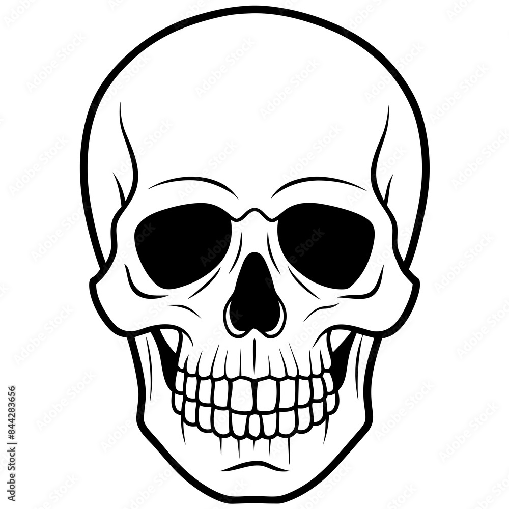 Fototapeta premium Skull black outline vector illustration 
