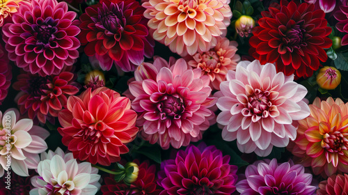 A Symphony of Colors: Vibrant Dahlias in Full Bloom © Jean Isard