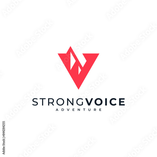 Free Download mountains with the letter V for camp and nature activities logo - GFXLoad