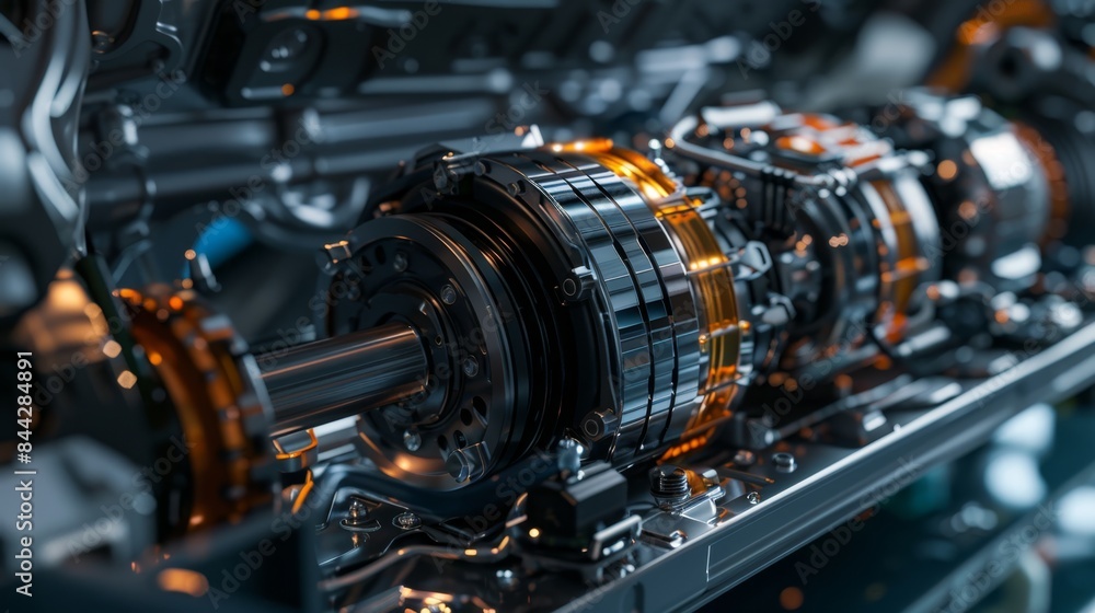 Technological Advancements in Electric Powertrain Detailed Close-Up of Enhanced Electric Motor Technological Advancements in Electric Powertrain Detailed Close-Up of Enhanced Electric Motor