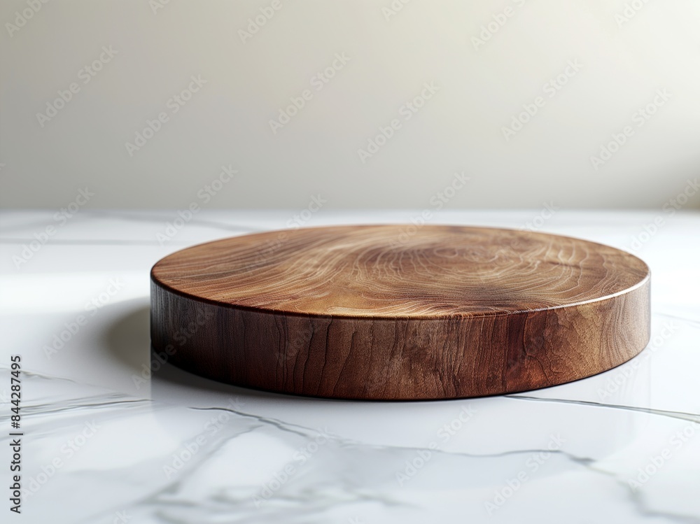 Empty wooden textured podium on white background for product display, presentation and promotion Empty wooden textured podium on white background for product display, presentation and promotion