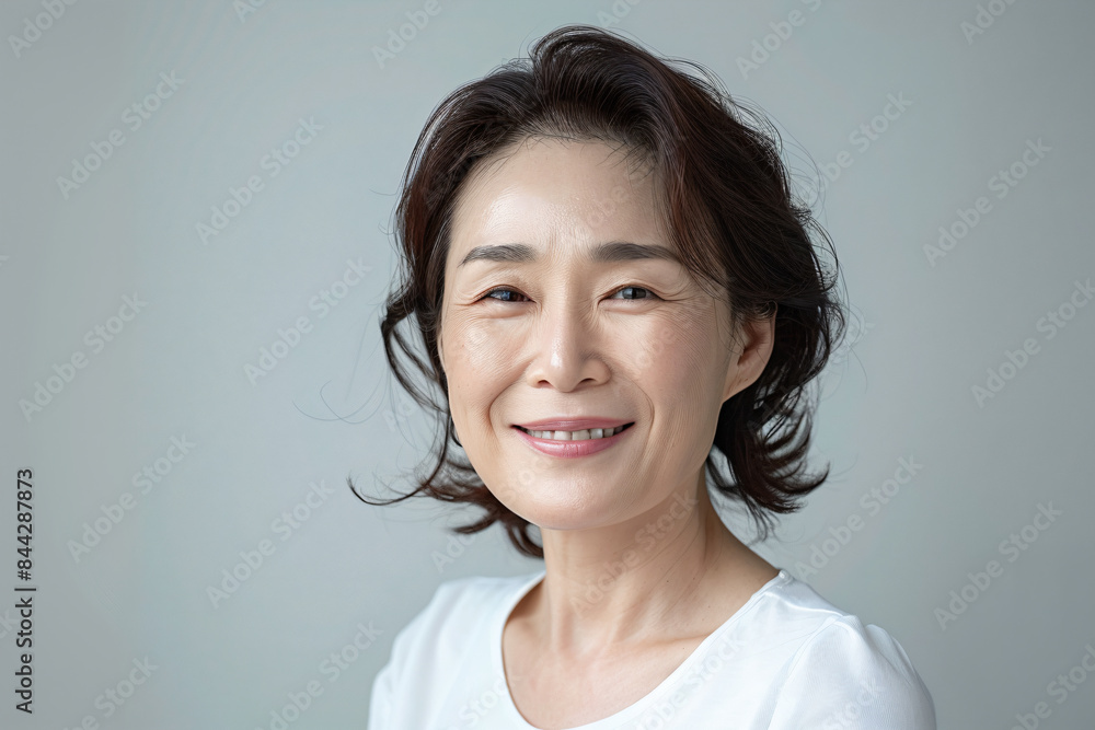 a woman with a white shirt smiling at the camera a woman with a white shirt smiling at the camera