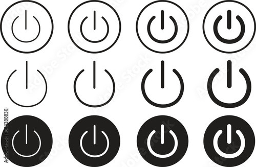 Set of Turn on and off switch vectors signs icons. Power buttons icons. computer start trigger buttons symbols collection in trendy flat styles with editable stock isolated on transparent background.