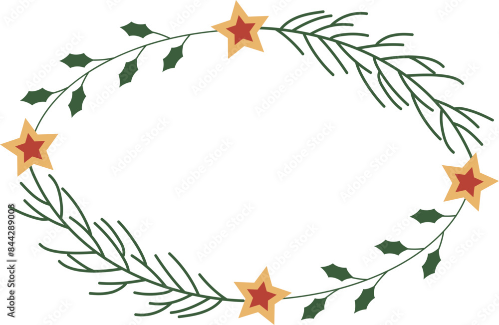 Flat decorative wreath of christmas Flat decorative wreath of christmas