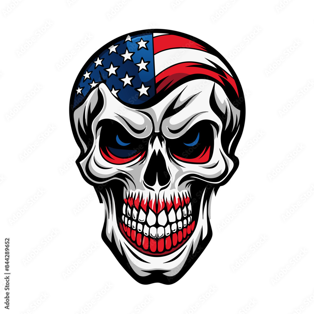 A powerful patriotic skull American flag in grunge-style vector illustration A powerful patriotic skull American flag in grunge-style vector illustration