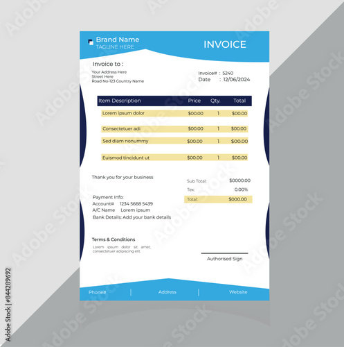 Clean and Simple Minimalist Business Invoice Template