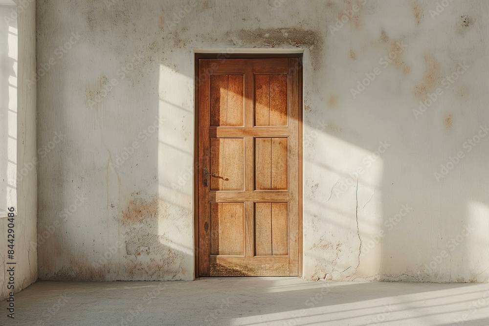 Old Wooden Door Sunlit Room Grunge Wall Interior Design Old Wooden Door Sunlit Room Grunge Wall Interior Design