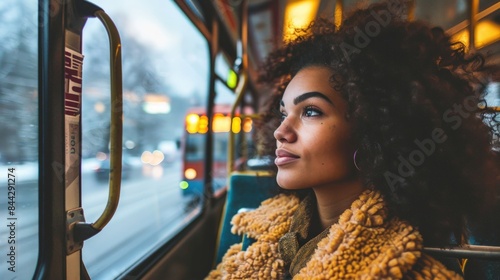Pensive Passenger in the City Bus