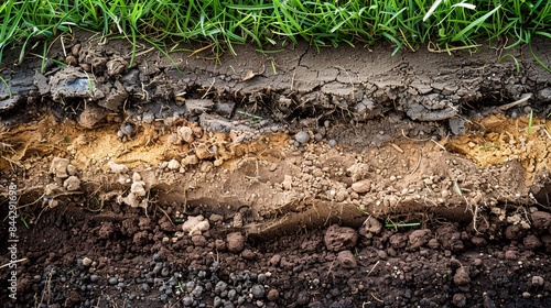 the process of soil layers forming through erosion and sediment deposition, showing how different soil types mix and settle over time.