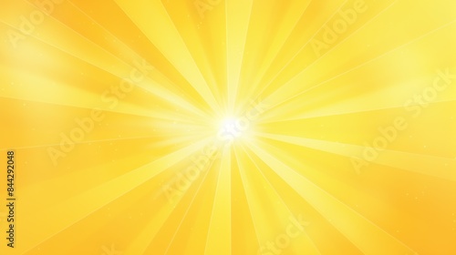 Bright yellow sunburst background with glowing light rays. Ideal for summer themes, energy concepts, and vibrant designs.