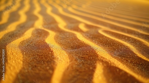 A close-up shot of rippled desert sands  showcasing the intricate patterns shaped by the wind