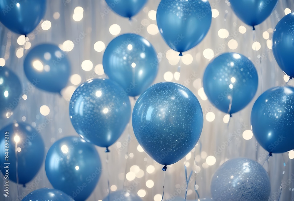 Blue balloons background glitter baby boy bokeh copy space abstract backdrop, banner poster header design Blue balloons background glitter baby boy bokeh copy space abstract backdrop, banner poster header design