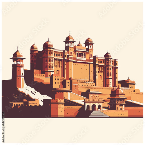 Historical monument Amer Fort in Amer, Rajasthan, India