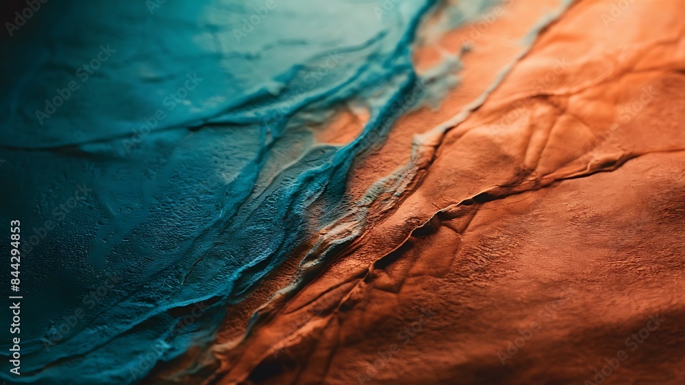 Naklejka premium Close up of blue and orange color paper texture background