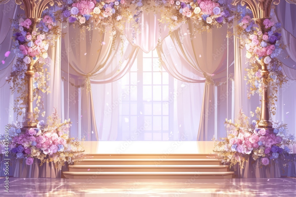 Romantic Wedding Ceremony Archway with Flowers Romantic Wedding Ceremony Archway with Flowers