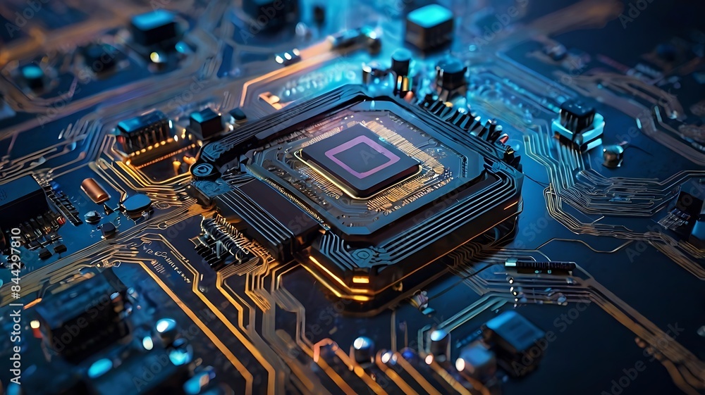 electronic circuit board illustration designed with little details electronic circuit board illustration designed with little details