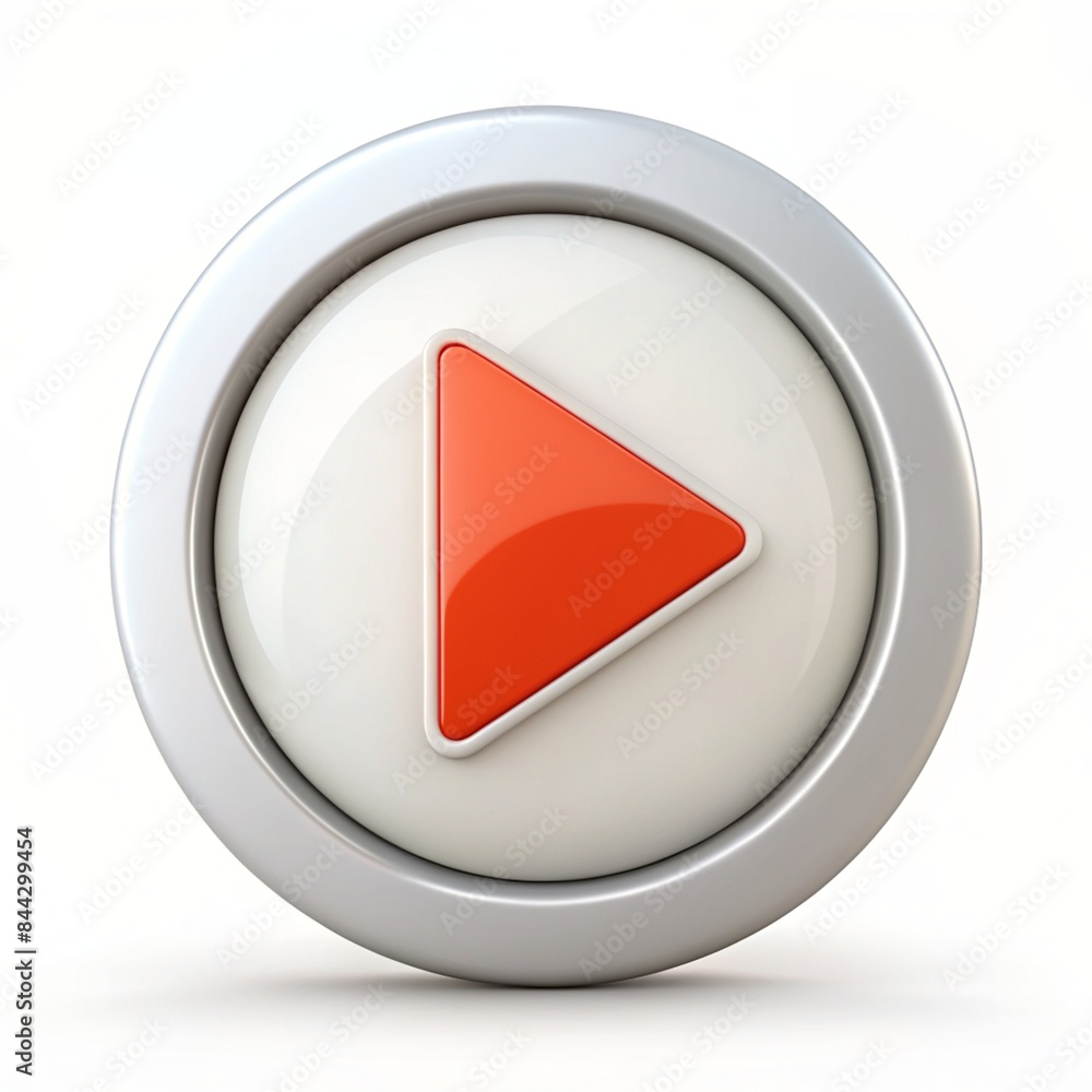 Round play button on white background Round play button on white background