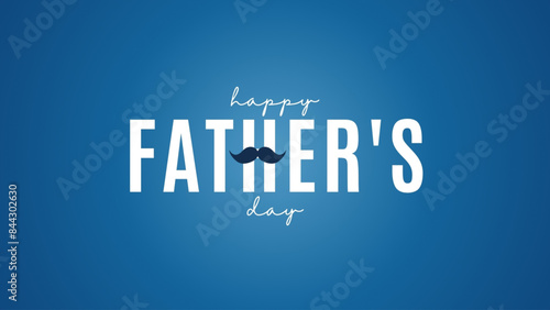 Happy Father's Day typography design with mustache on blue background