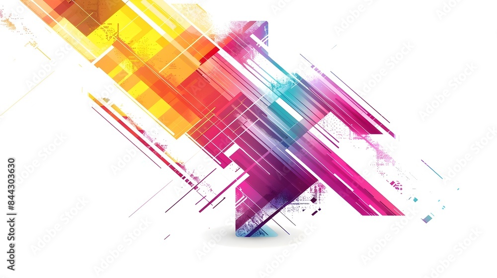 Futuristic Diagonal Overlapping Arrows in Bright Vibrant Colors on White Background Futuristic Diagonal Overlapping Arrows in Bright Vibrant Colors on White Background