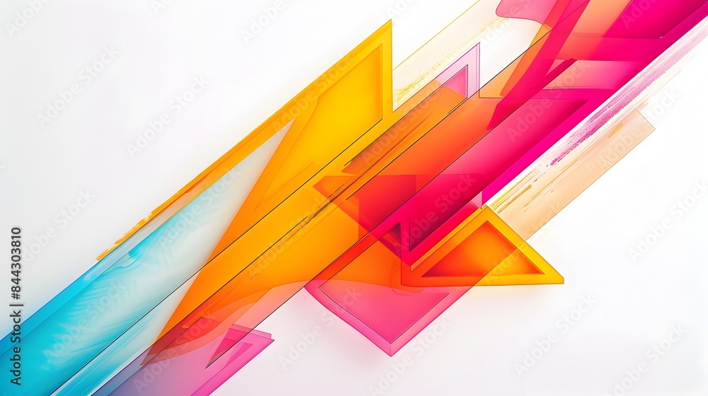 Vibrant Diagonal Arrow with Layered Colorful Overlays on White Background Vibrant Diagonal Arrow with Layered Colorful Overlays on White Background